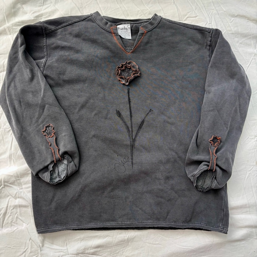 Kunkys hand painted floral crewneck